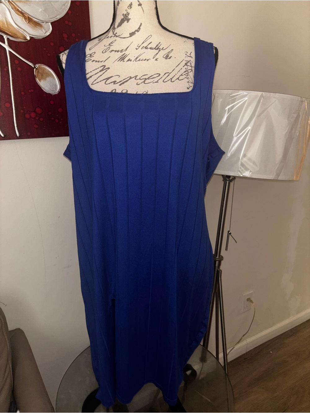 Sleeveless Square Neck Royal Blue Women's Dress
